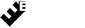 Evolve With Us White and Black Logo